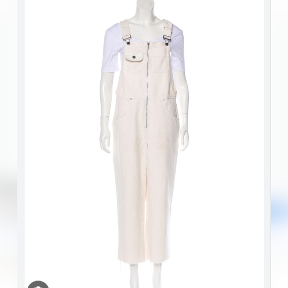 Reformation Benji Overalls Denim Cream Ivory size 10 - Picture 2 of 15